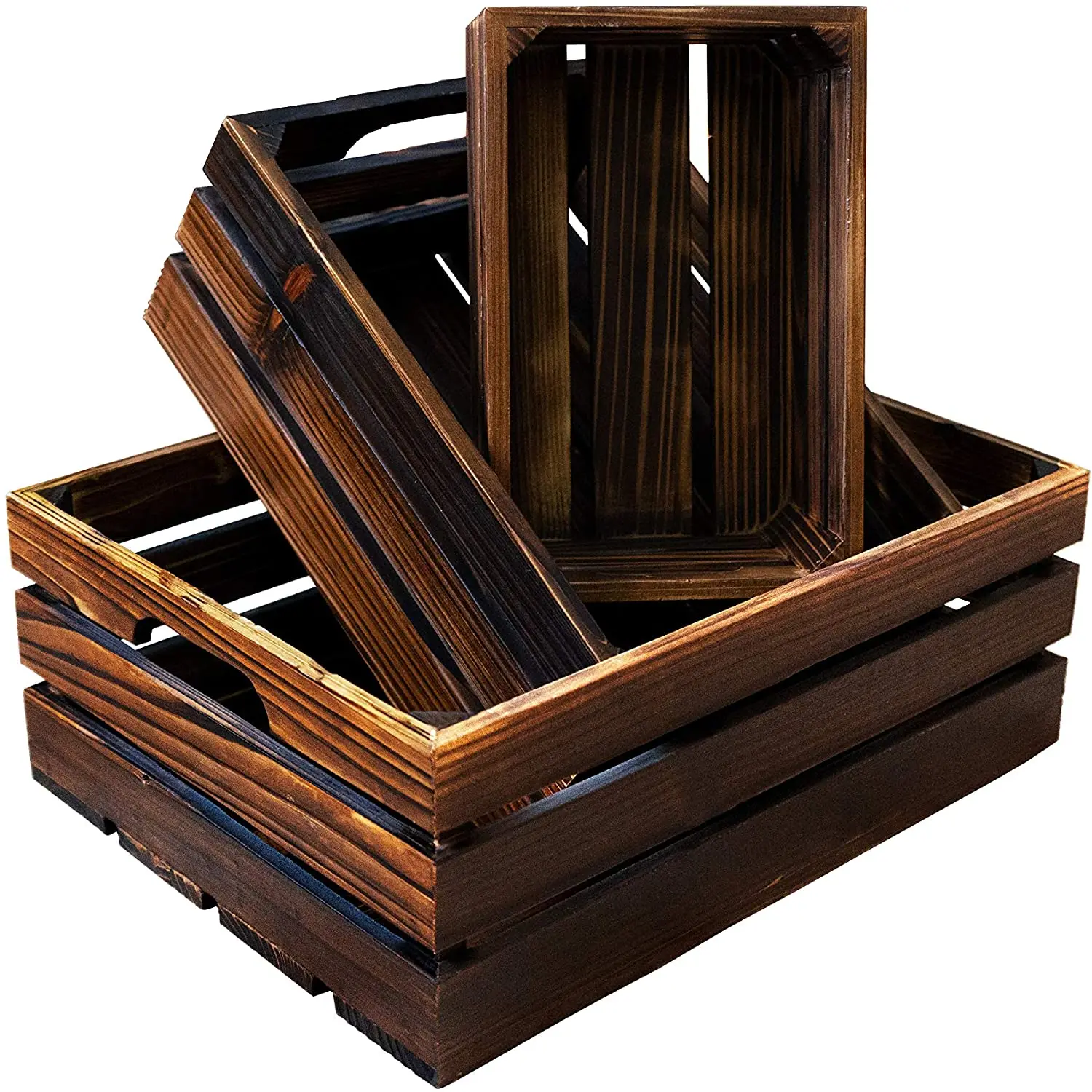Serving Tray with Handles Wood Decorative Tray for Living Room Square Large Serving Platters for Home Decor Kitchen