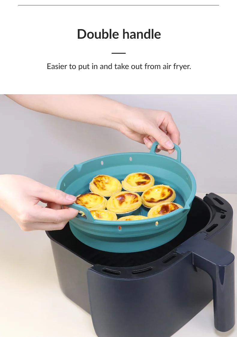 Customize Round Shaped Foldable Reusable Airfryer Liner Kitchen Basket Air Fryer Baking Tools