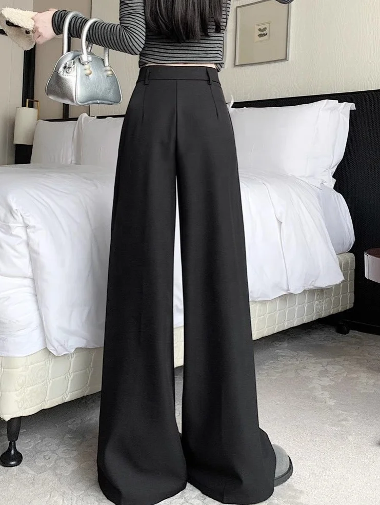 Women's Wide-Leg Pants 2025 Summer New Arrivals High-End Drapey Loose-Fit Straight-Leg Trousers for Petite Figures