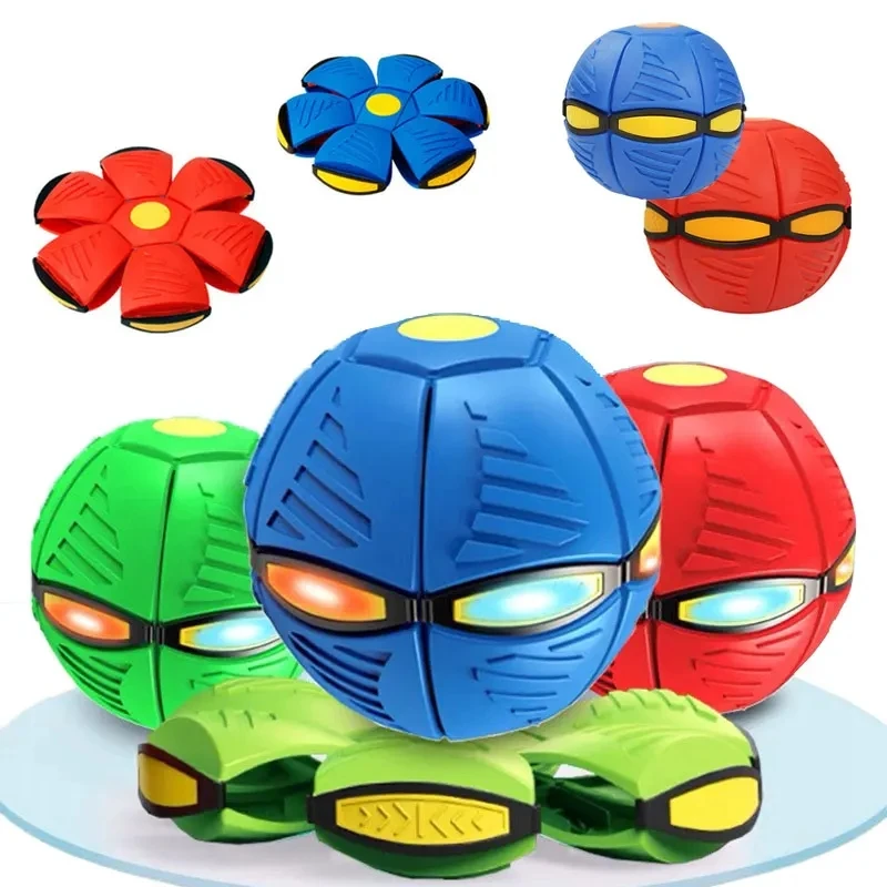 Flying UFO Flat Throw Disc Ball Without LED Light Magic Ball Toy For Kids Decompression Deformation Toys Gift