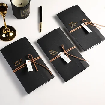 Customized Tri-fold Business Handwritten Greeting Cards Hot Stamping New Year Wishes Holiday Birthday Paper Paperboard Printing