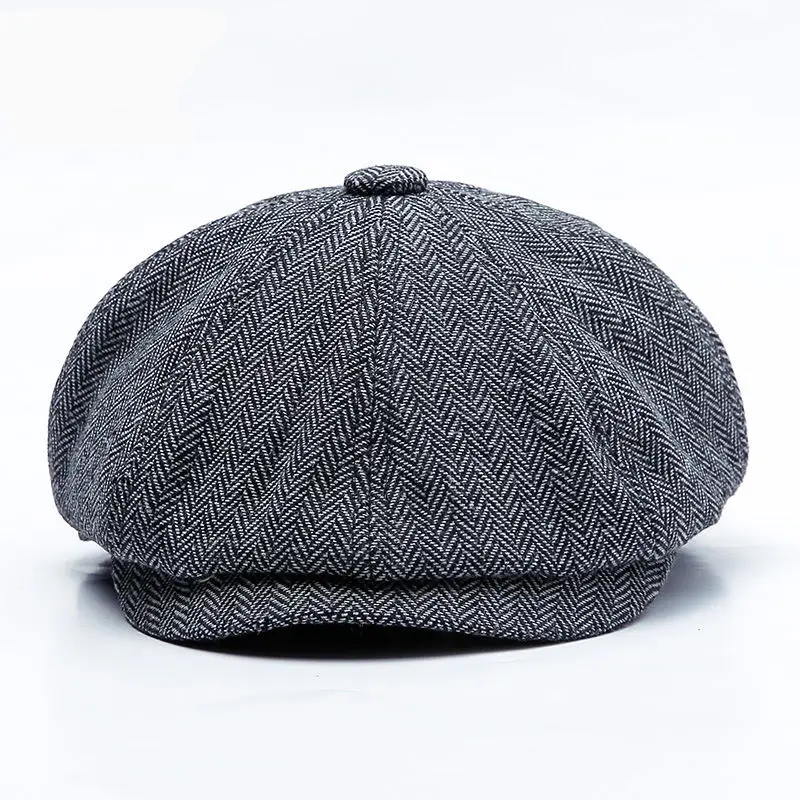 HIGHER×HARRIS TWEED HERRINGBONE BERET Wool Beret Tam - Harris Tweed - Beige Herringbone – Highland