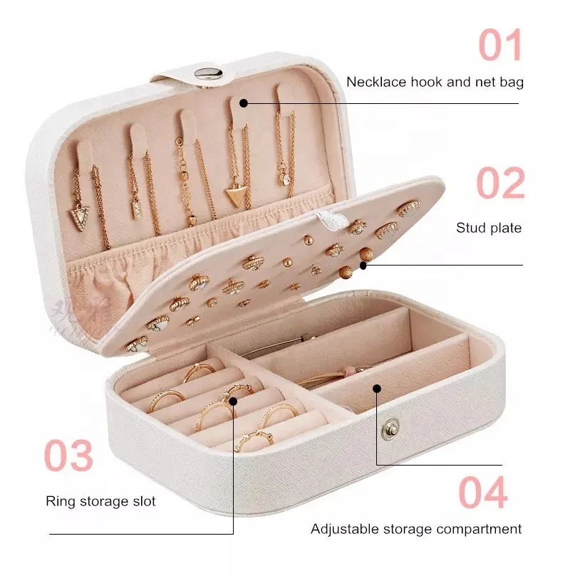 Custom Wholesale Earring Ring Luxury Display Necklace Jewelry Case Organizer Girls Travel PU Leather