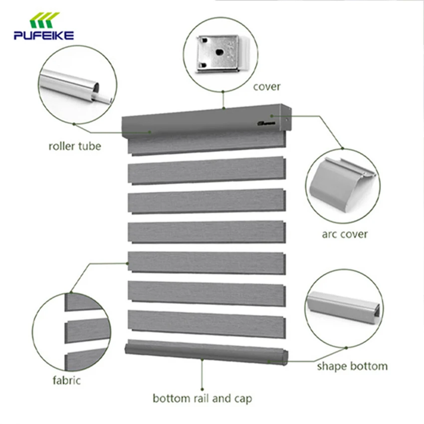 zebra Blinds Motorized Alexa Blackout Window Shades Smart Home Double Layer zebra Roller Blinds with Remote for Window