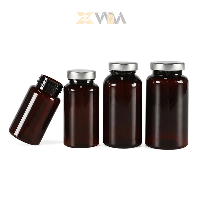 Custom 100 150 200 250 300 400 Ml Pet Plastic Packaging Vitamin Empty White Pill Bottles Medical Amber Capsule Bottle