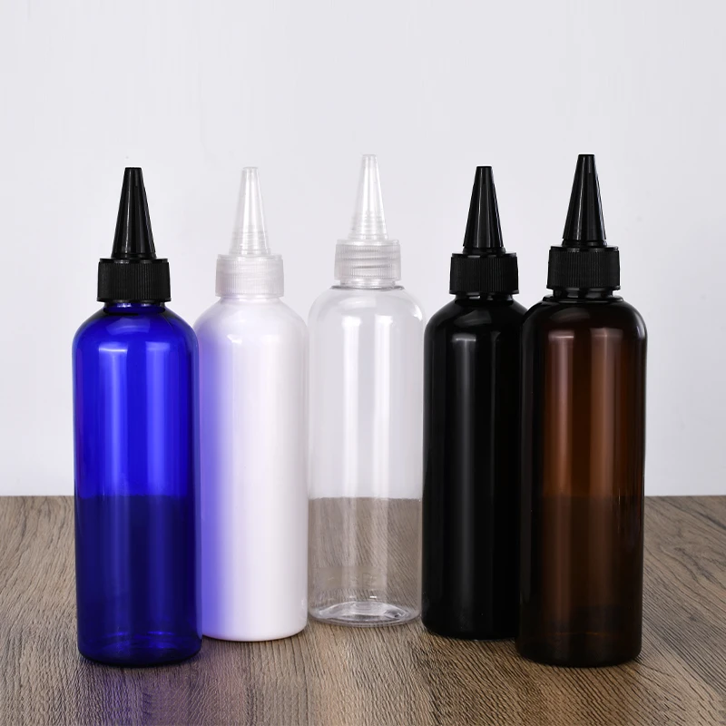 Empty 60ml 100ml 150ml clear Plastic Hair Oil Squeeze Applicator Packaging Bottle With Twist-open Dispensing Cap