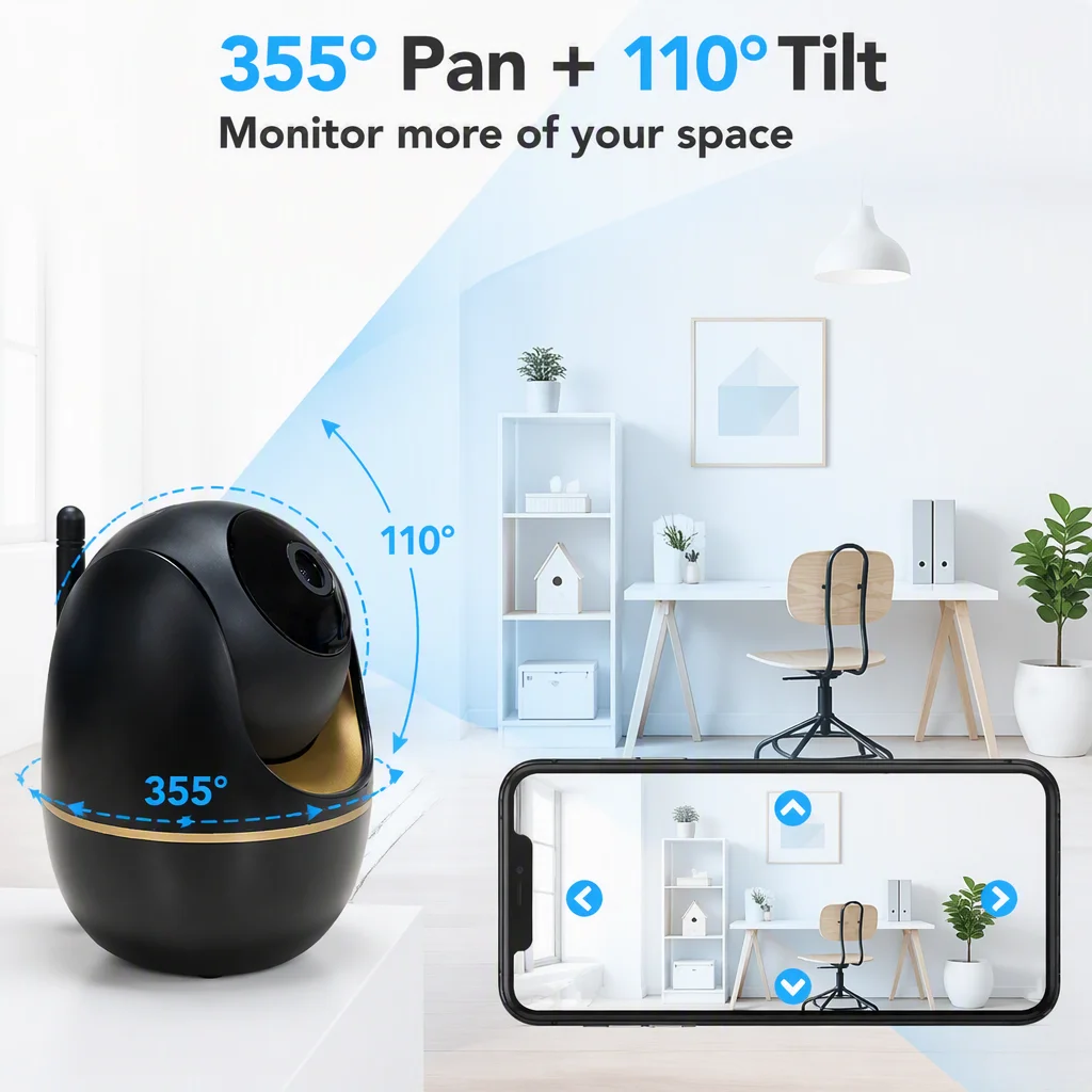 Tuya Smart 3MP WiFi IP Camera 2.4GHz Wireless CCTV Monitor Two-Way Audio IR Night Vision Motion Detection