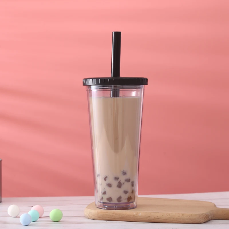 CHINA SELECTION INEEDU FOOD GRADE Plastic Reusable Bubble Tea Cups Tumblers With Fat Straw 14mm