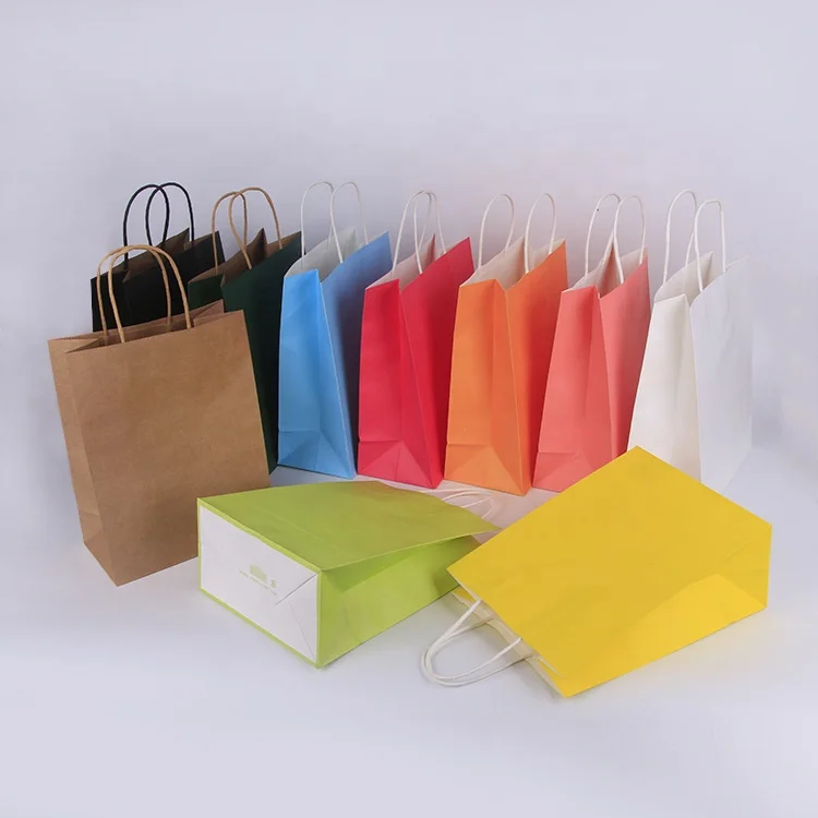 Print  Stand up Brown Colorful  Craft Paper Bag  Custom Paper Bag Paper Bags with Handles