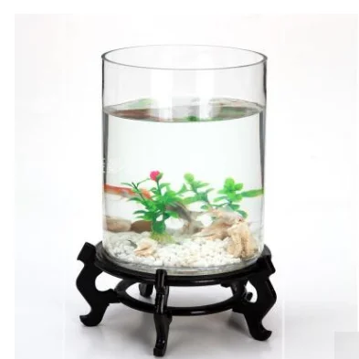 Conciërge regen koolhydraat Factory Cheap Price Cylinder Round Glass Aquarium & Fish Tank & Aquarium  Accessories With Wooden Base For Home Deco - Buy Aquarium Accessories,Fish  Tank,Aquarium Product on Alibaba.com