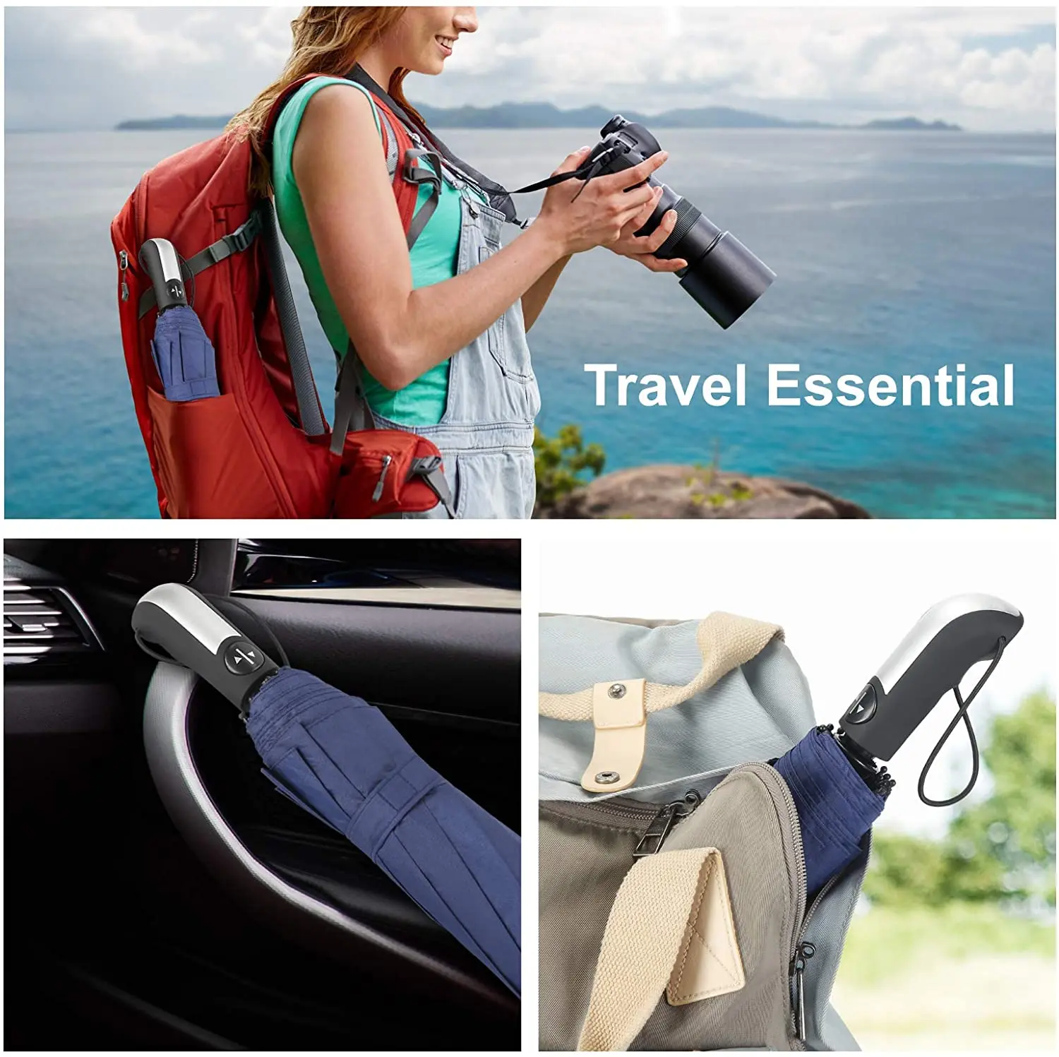 Full Automatic 9 Ribs 3 Fold Compact Multi Color Foldable Compact  Promotional Gift Travel Customize Logo Umbrella Windproof OEM