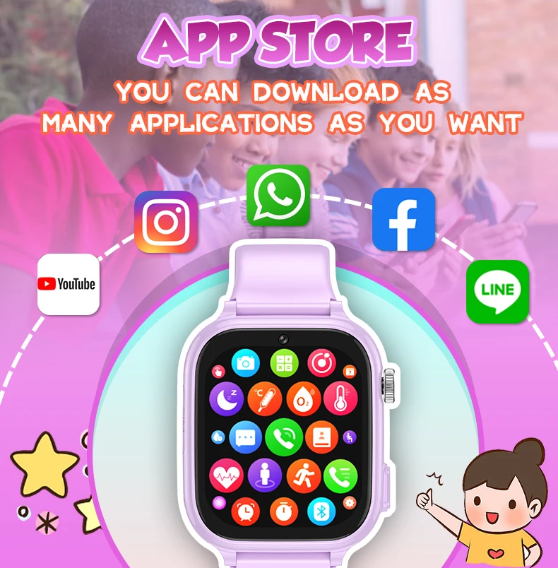Cellulare Da Polso Per Bambini Con Sim Smartwatch 4G - Videochiamate HD Gps Sos 17589