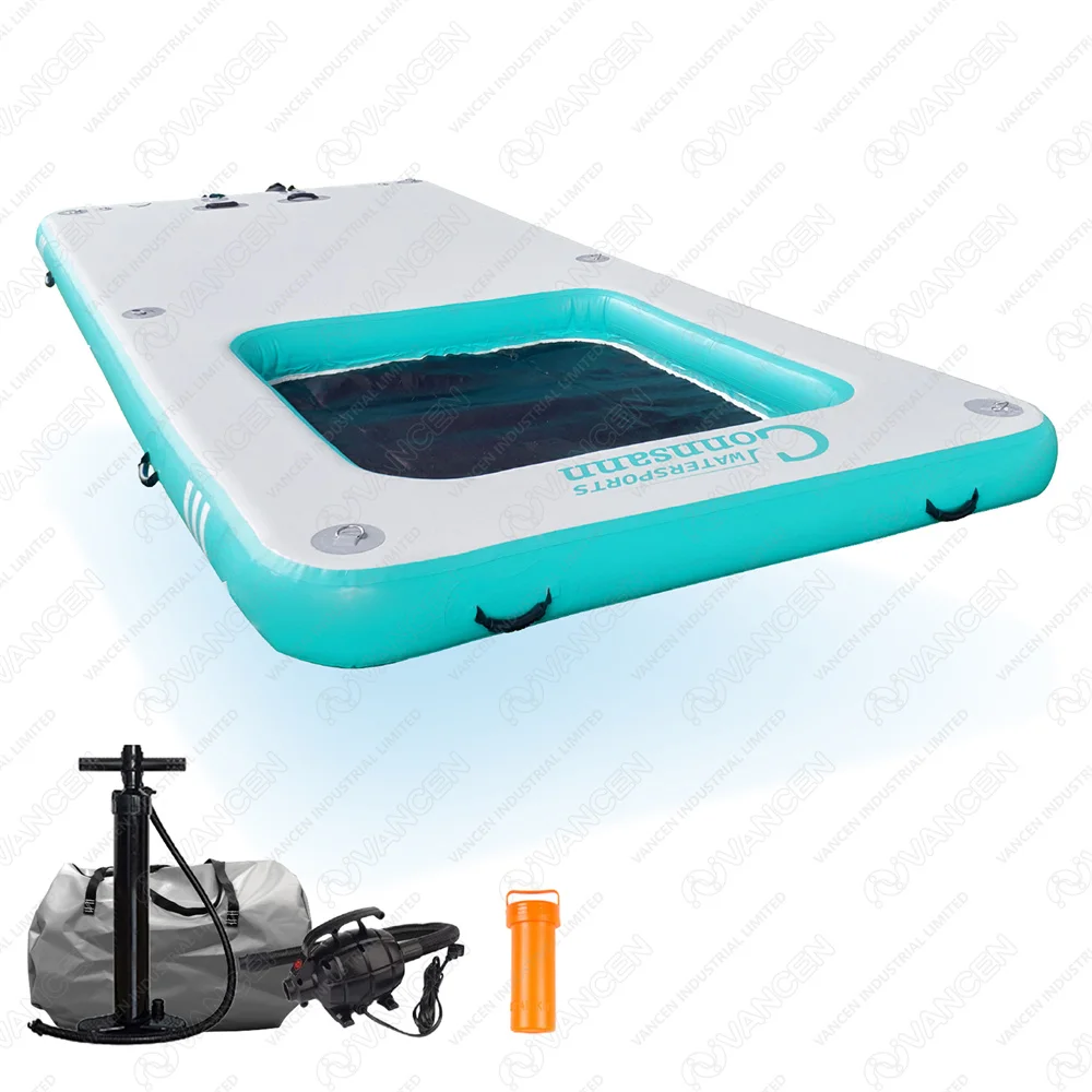 In Stock Inflatable Platform Floating Island Water Teak Dock Swim