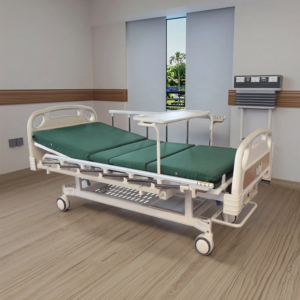 Manual Metal Hospital Bed with Central Control Brake Casters Adjustable Positions Modern Design Infusion Ready Medical Equipment 2