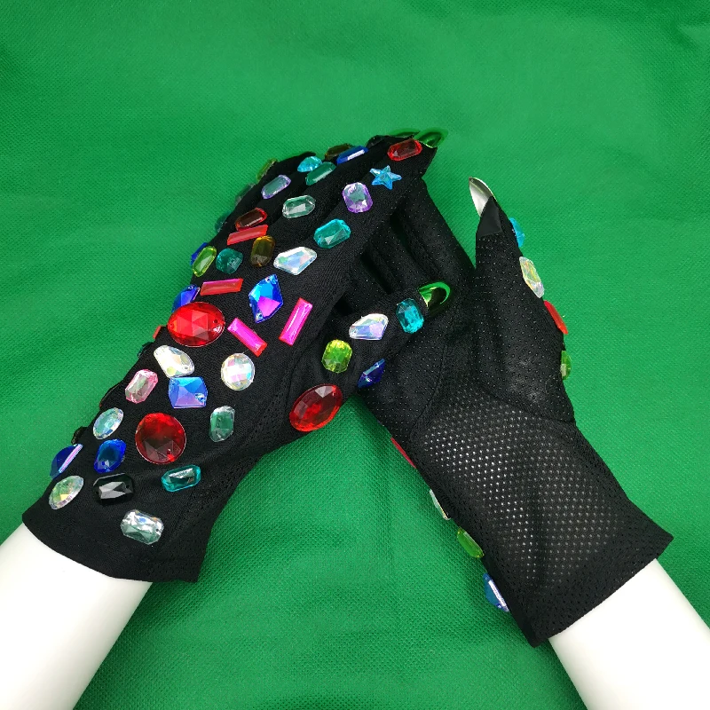 2024 Модные женские перчатки со стразами для вечеринки женские перчатки