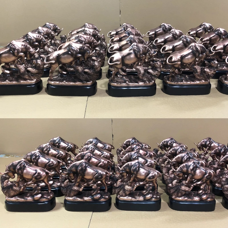 Wall Street Stock Market Charging Bull Trouncing Bear Statue With