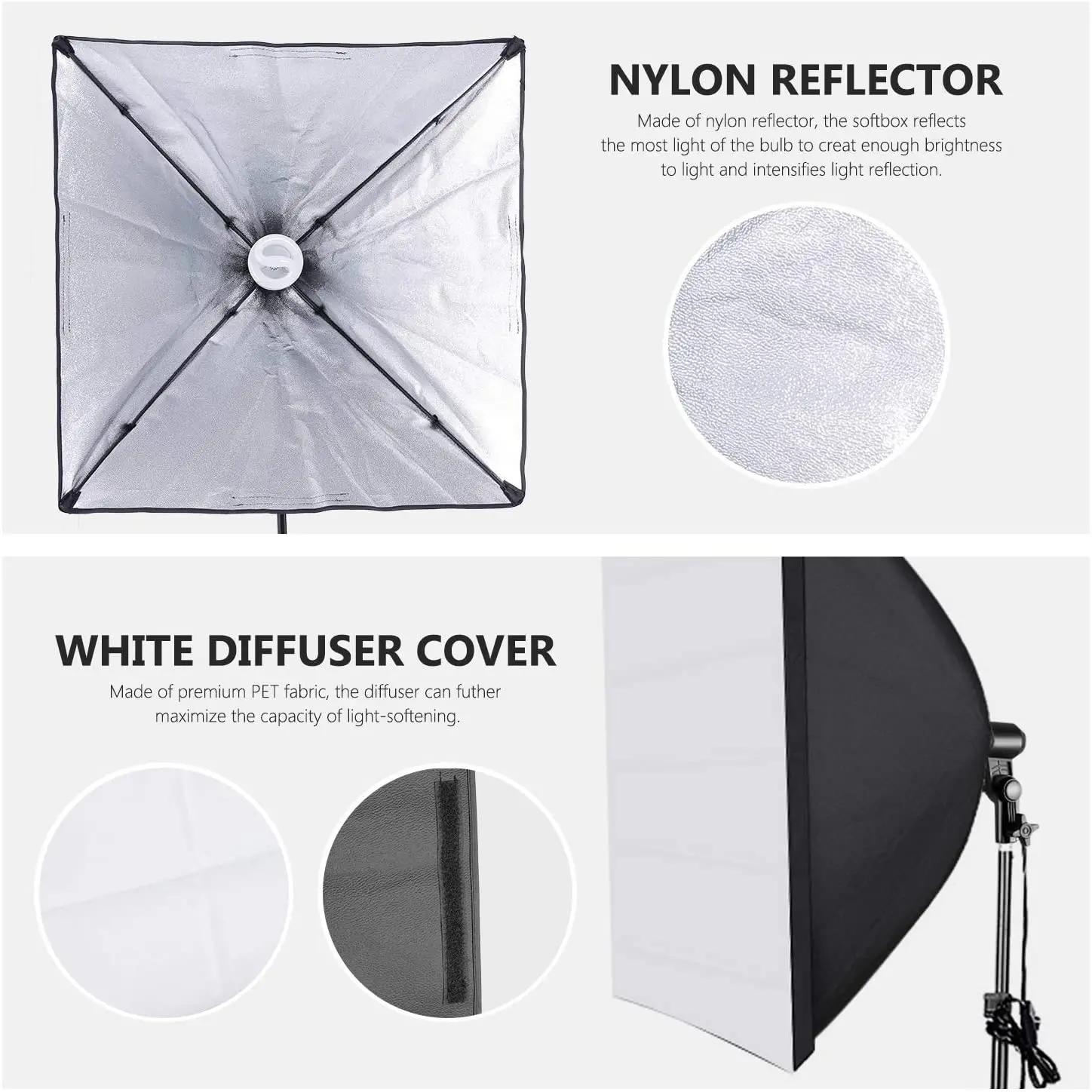 Softbox Lighting Kit Photography Continuous Photo Studio Equipment E27 Socket 5500K Video Lighting Bulb for Filming Portraits