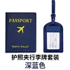 Juego de etiquetas de equipaje y carpeta para pasaporte azul oscuro