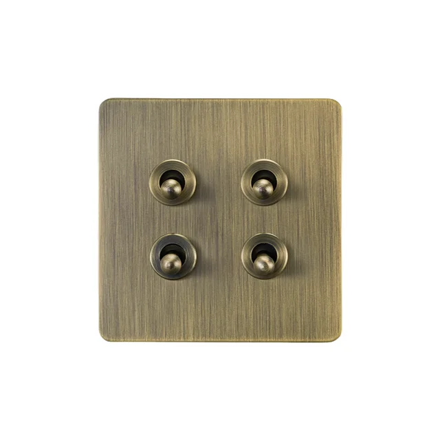 Light Switches And Sockets High Quality Metal Panel Home Electrical Switches UK EU Standard 250V 10A 4 Gang Toggle Switches