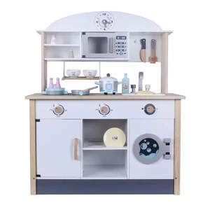 Wooden Cute Funny Real Big Kitchen Children Cooking Play Set Toy Wooden Kitchen Pots Cooking Pretend Play Toys Set