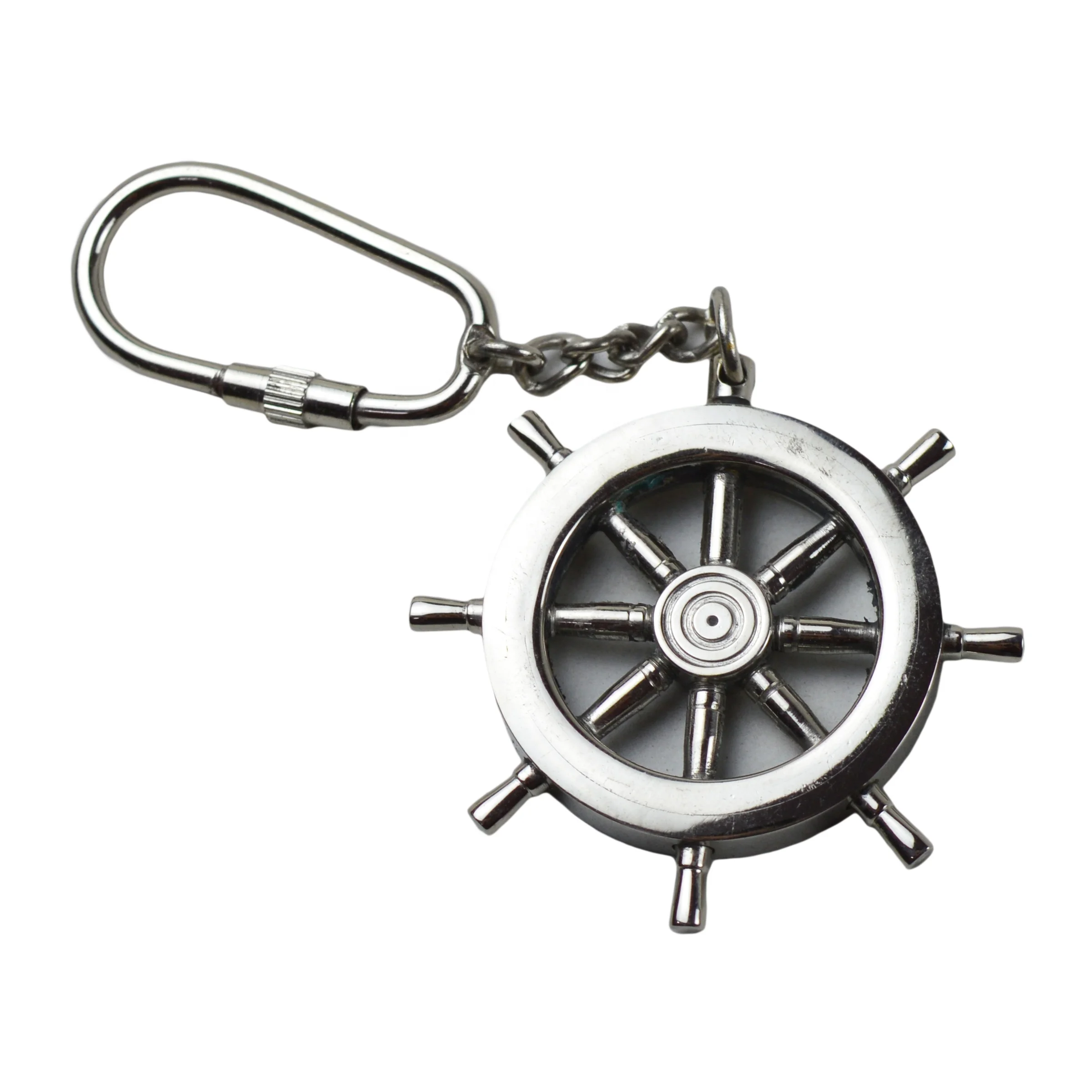 Brass Key Chain with Ship Wheel Design Effortless Key Ring