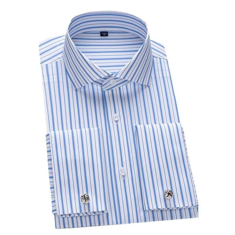 amazon mens dress shirts Solid Blue Regular Fit Spread Collar French Cuff Shirt It’s a smart choice for formal events Marlow White Male Tuxedo Shirt,