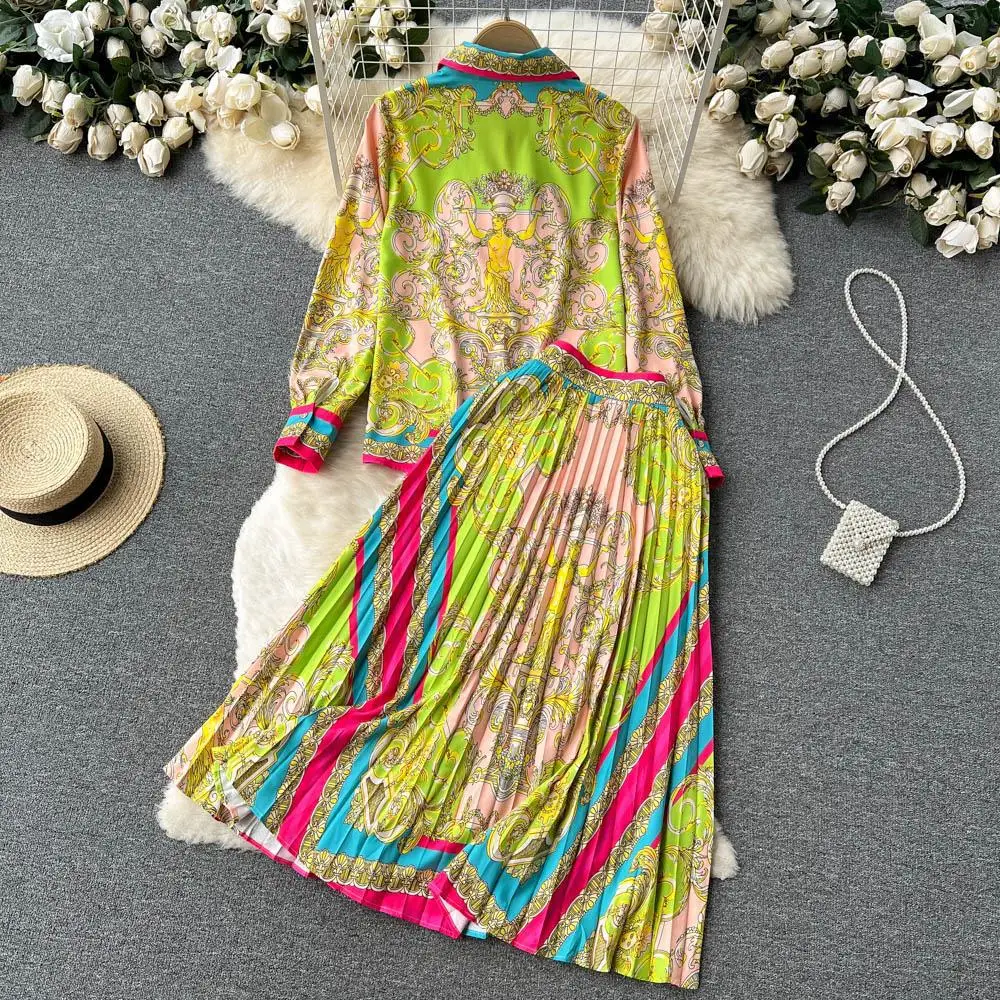 2023 European And American Spring Pleated Dress Two-piece Set African ...