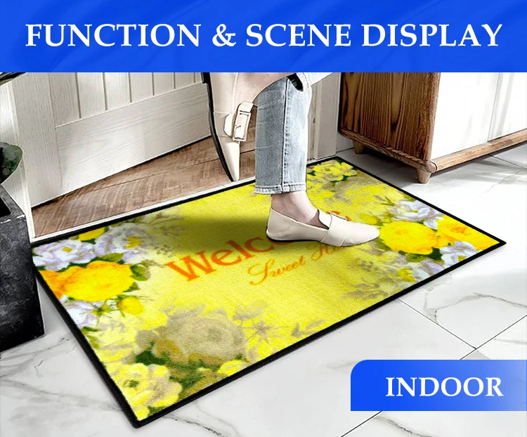 Custom Polyester Christmas Gift Mat Printed Carpet for Living Room Entrance Door Mat factory