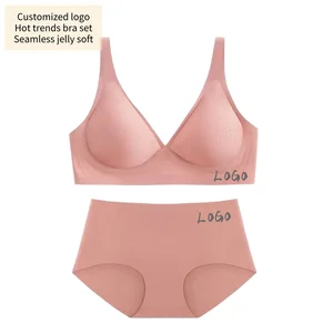 Factory Direct High Quality Plus Size Bra Set for Women Low Rise Briefs Padded Push Brassiere Seamless Wireless Bra Set