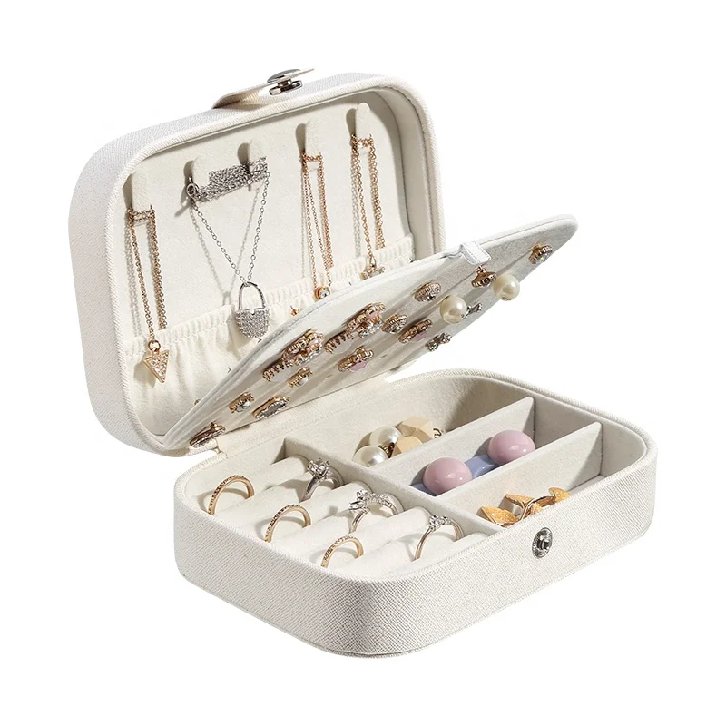Custom Logo Small Travel Jewelry Storage Box PU Leather Jewelry Case Organizer Earring Ring Necklace Girls Jewellery Boxes