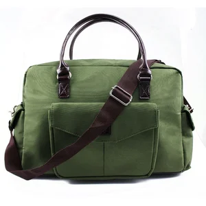 Large Capacity Luxury Leather Handle Tote Diaper Bag Travel Multi-Functional Shoulder Bag with Changing Mat Made of Polyester