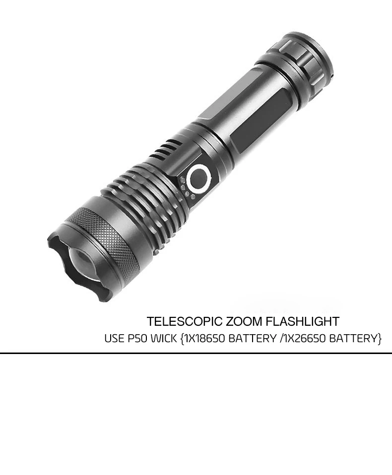 High Power Self Defensive Flashlight Torch Rechargeable Handheld 2*