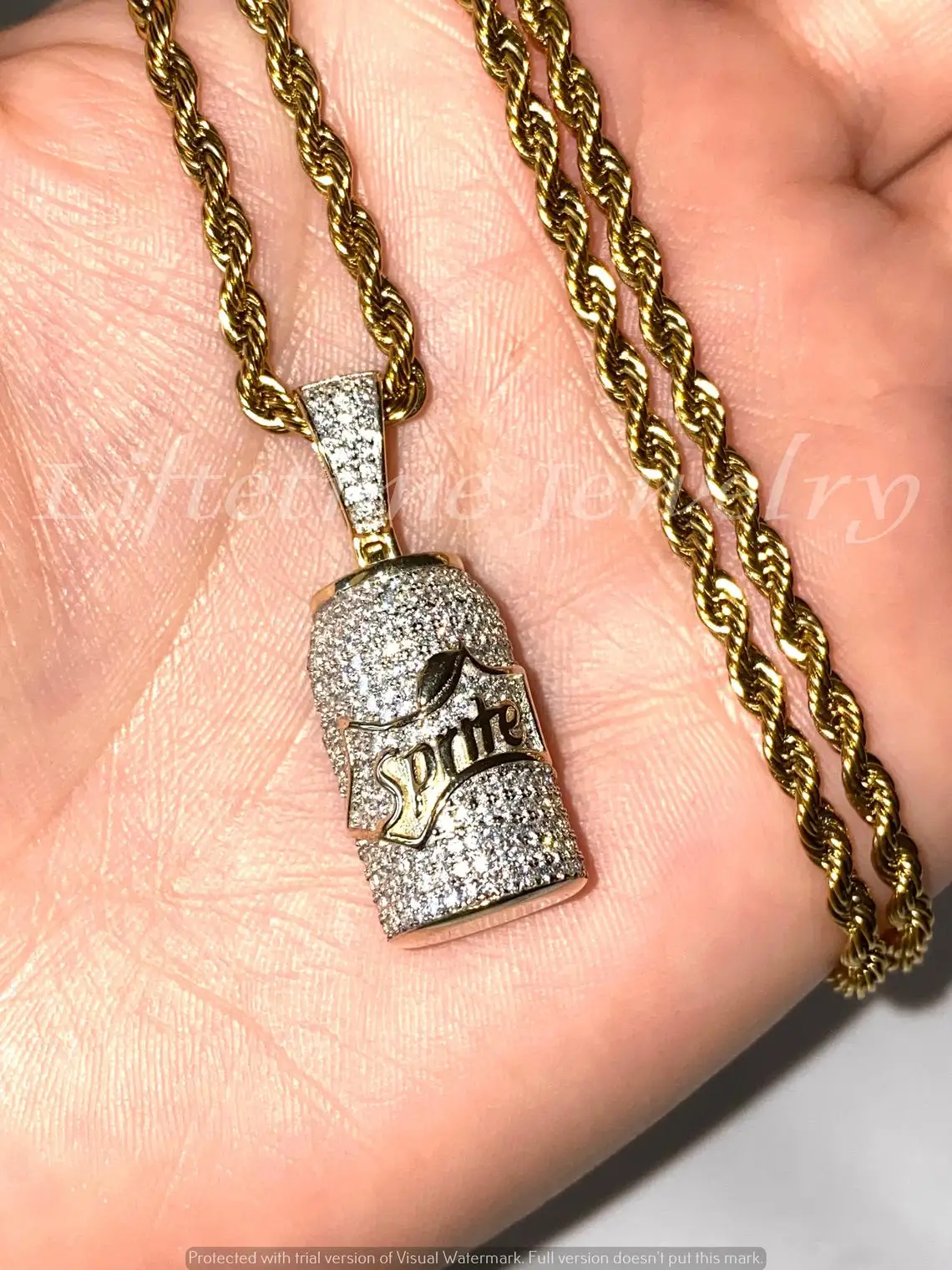 Men Rapper Jewelry Iced Out Brass Necklace Gold Plated Cubic Zircon Hip Hop Sprite Bottle Cup Pendant Necklace