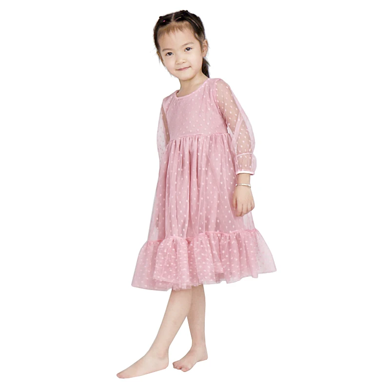Shop SQ-004-ZXG-2 Summer Sweet Long-Sleeved Lace Spot Dress