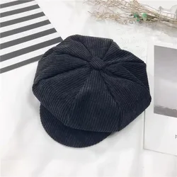 Осенние винтажные вельветовые береты, шапки для детей, Повседневные шапки и кепки для детей