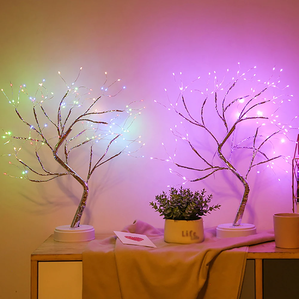 108 LED light string 3AA battery touch twinkle tree light for room Christmas decor USB RGB warm white table lamp night light