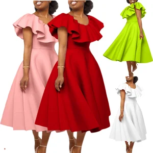 D367 New Arrivals Fashionable Summer a Line Ruffles Dresses Women Elegant Party Evening Dresses Formal Dress for Women