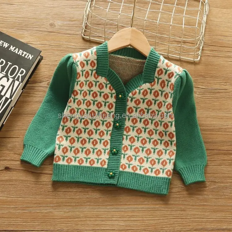 New hot spring and summer solid color hollow knitted cardigan baby girls' sweaters