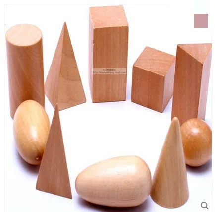 Forme 3D in legno Solidi geometrici Blocchi Montessori Set di 52 