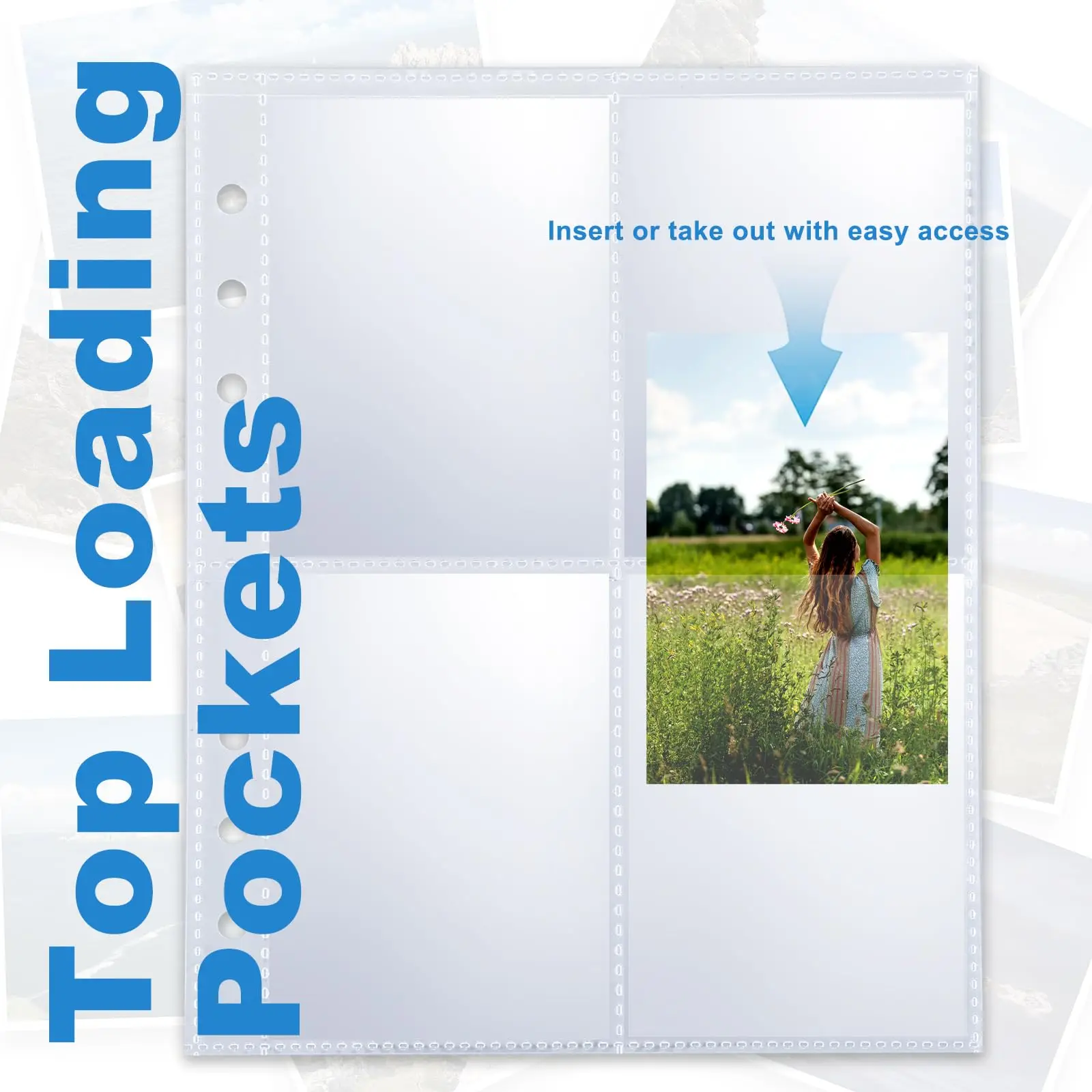 4 Pocket Toploader Sleeves, Trading Card Binder Pages, Baseball Card  Storage Sleeves for 6 Ring Binder-50 Pages| Alibaba.com