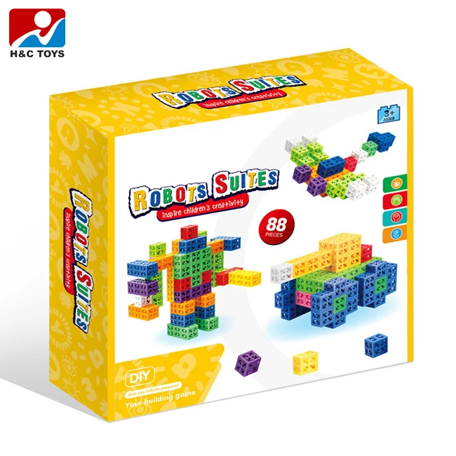 DIY square Block Toys Puzzle Game 88pcs Kids Toy of Intellectual Building Stacking Blocks