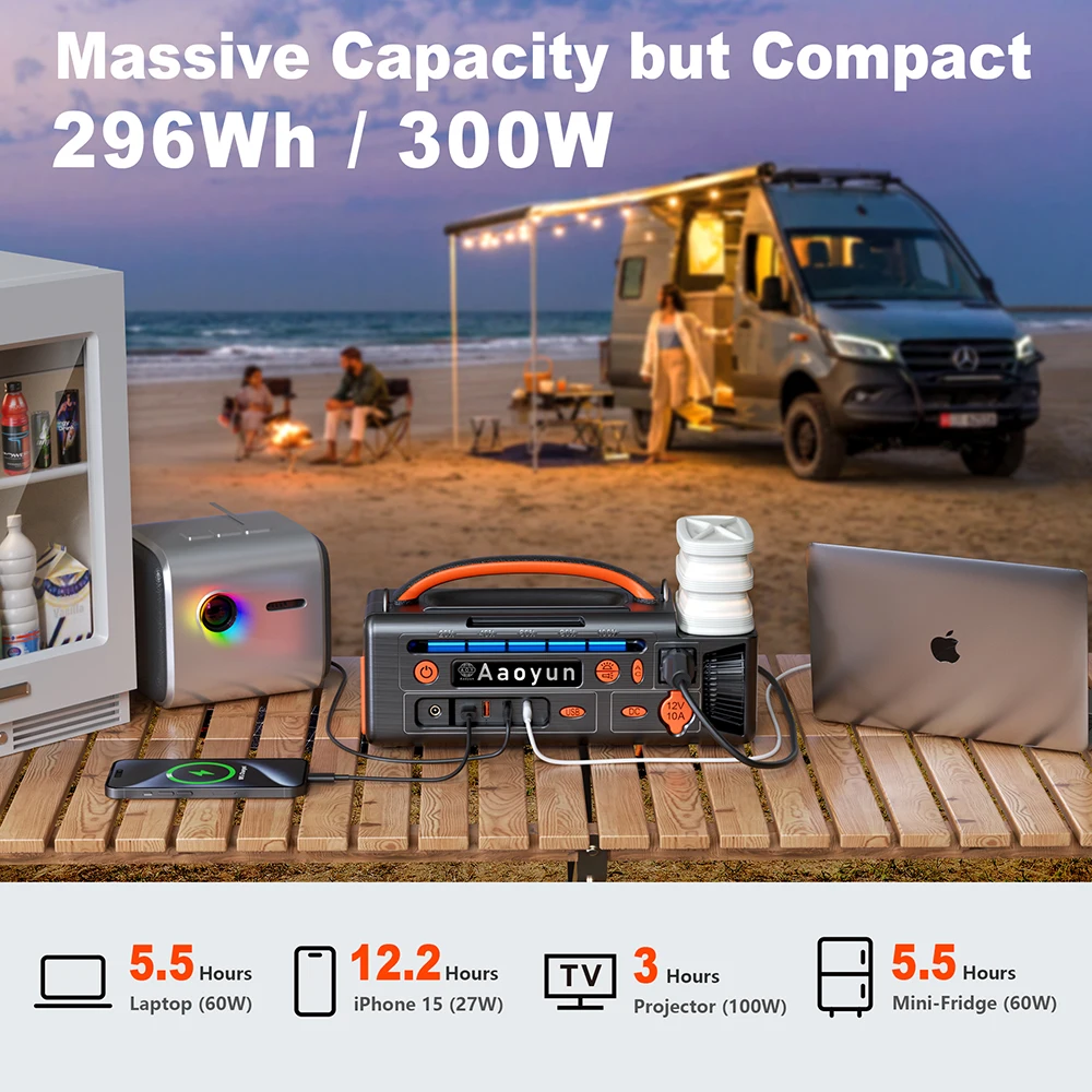 Aaoyun Aoy-320 Portable Power Station 296Wh - Fast Charge Camping