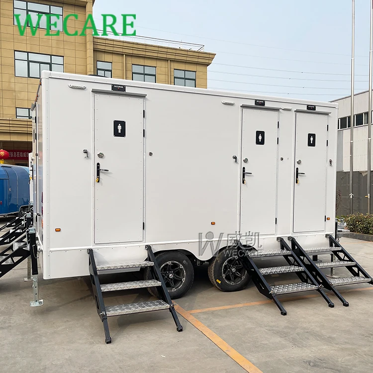 Wecare Customised Luxury Porta Potty Business Mobile Vip Restroom Trailer Outdoor Mobile Portable Toilet Trailer