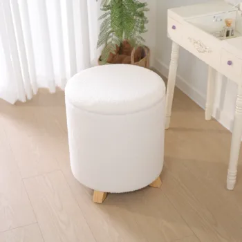 2025 Luxury Teddy Fleece Footrest Small Ottoman Stool Seating with Storage for Living Room