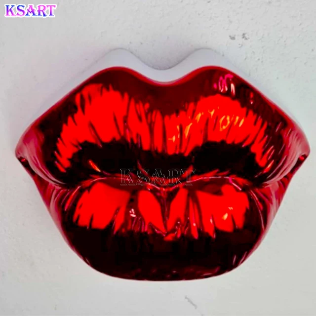 Chinese manufacturer lips logo sculpture Lips and tongue sculpture pop art deco resin outdoor