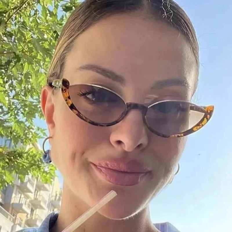 Cat-eye Half Frame Sunglasses Women Hip Hop Y2K Retro Ins Glasses Fashion Trend Small Frame Sunglasses Women