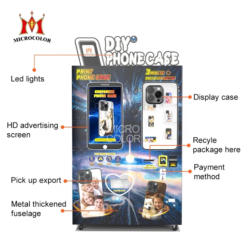 Best Selling Automatic Microcolor Phone Case Printer Vending Machine Mobile Phone Shell Printing Vending Machine for All Phones