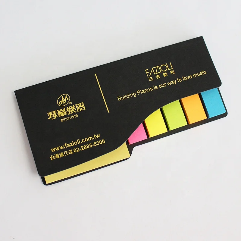 Customized logo high quality promotional sticky notes Memo pad set with foldable cover design