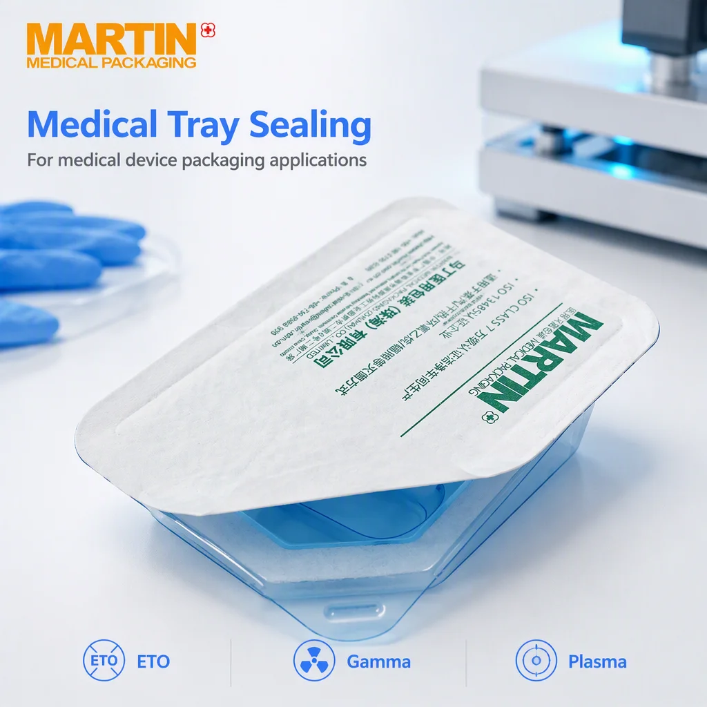 EO Gamma Sterilizable Tyvek Coated Lidstock Peelable Sealing Lids for Thermoformed Medical Trays ISO 11607 Certified Printing