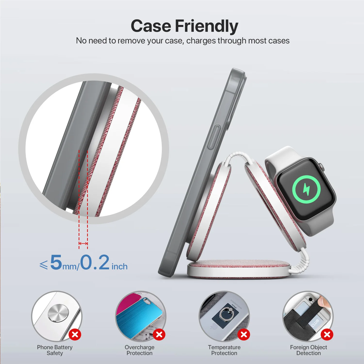 Desktop multi-function wireless charging fast magnetizing folding mobile phone watch earphone 3-in-1 folding charger